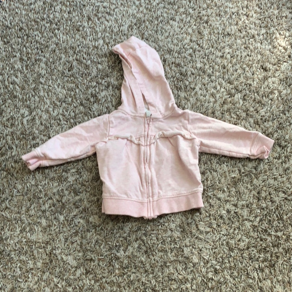 Carter’s baby girl pink hood sweater. Size 6 month